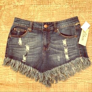 Denim Frayed Shorts